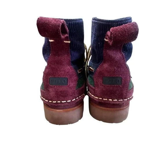 Sold Polo Country Ralph Lauren Suede Ranger Mid Boots Mens 7 Corduroy Lace Up - Picture 7 of 16
